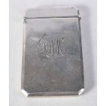An English Silver Card Case with Flip Top. Hallmarked Birmingham 1946, Engraved Initials Front and
