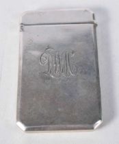 An English Silver Card Case with Flip Top. Hallmarked Birmingham 1946, Engraved Initials Front and