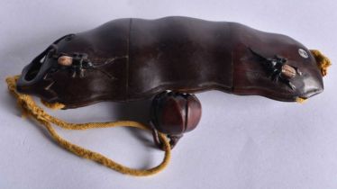 A JAPANESE CARVED WOOD FRUITING POD INRO. 17.5 cm x 7 cm.