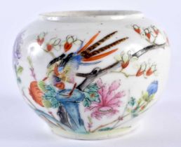 A 19TH CENTURY CHINESE FAMILLE ROSE PORCELAIN BRUSH WASHER Tongzhi mark and period. 8 cm x 6 cm.