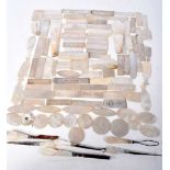A Large Quantity of Mother of Pearl Gaming Counters and other MOP Items (qty)