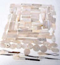 A Large Quantity of Mother of Pearl Gaming Counters and other MOP Items (qty)