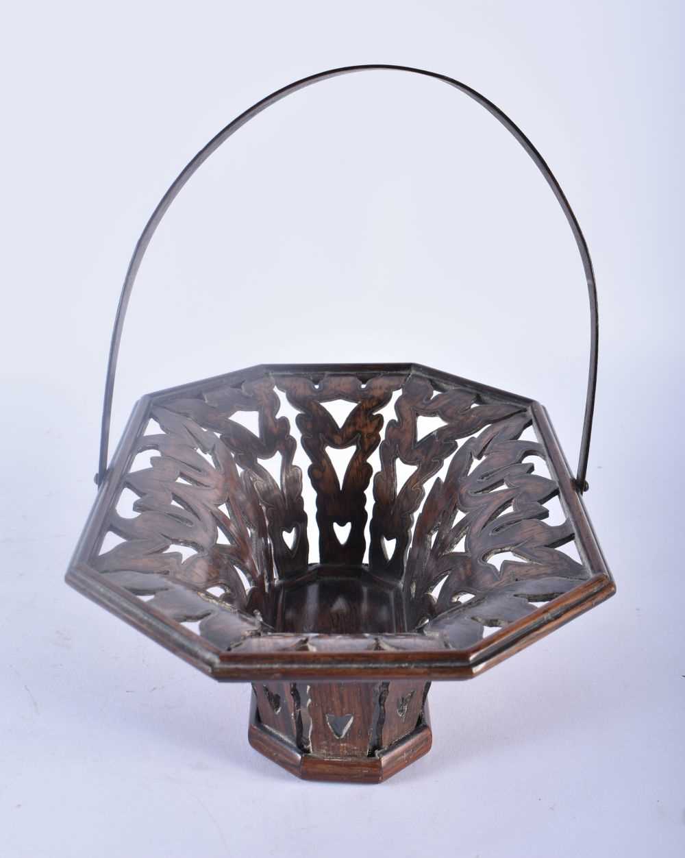 A RARE AND FINE 19TH CENTURY ANGLO INDIAN CARVED WOOD BASKET beautifully formed with wafer thin - Image 4 of 4
