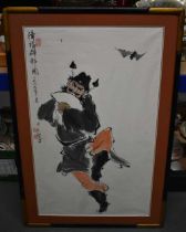A CHINESE PAINTING OF A WARRIOR. 20th Century. 100x40cm