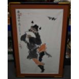 A CHINESE PAINTING OF A WARRIOR. 20th Century. 100x40cm