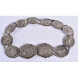 African Tribal White Metal Belt. 67cm x 4cm, weight 159g