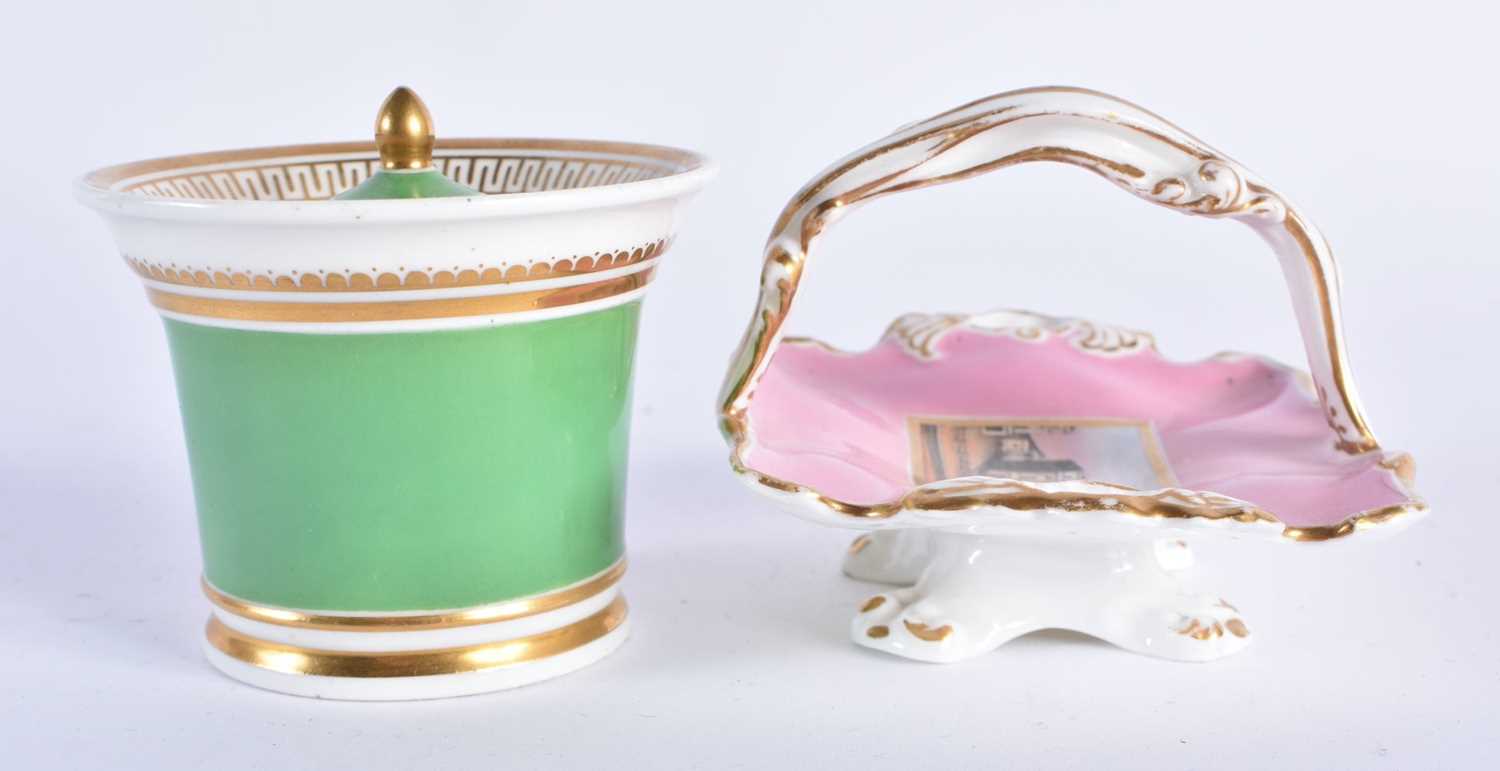 TWO EARLY 19TH CENTURY DOE & ROGERS WORCESTER PORCELAIN WARES formed as an inkwell and pink - Image 2 of 15