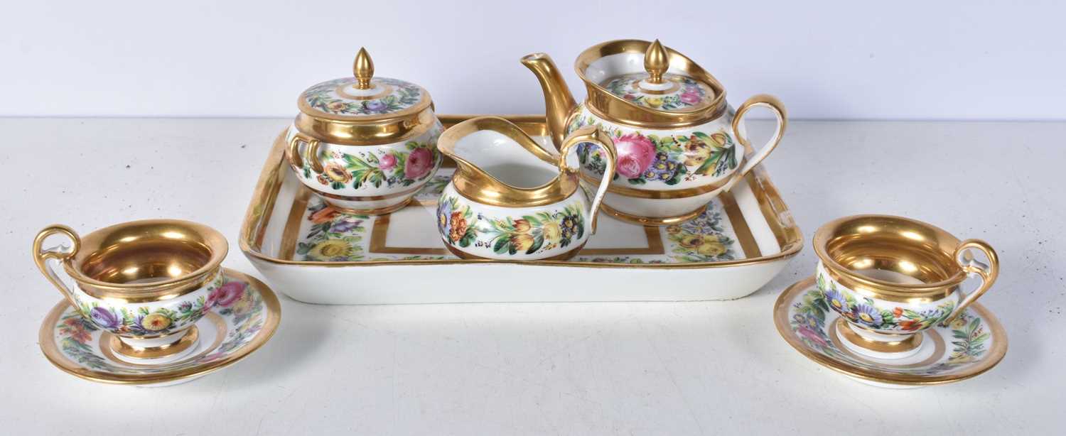 A small 19th Century Paris porcelain tea set largest 23 x 15.5 cm (8) - Image 3 of 6