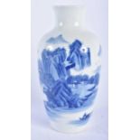 A LATE 19TH CENTURY CHINESE BLUE AND WHITE PORCELAIN VASE bearing Kangxi marks to base. 16.5 cm