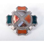 A Scottish Agate Brooch. 4cm x 4cm, weight 12.7g