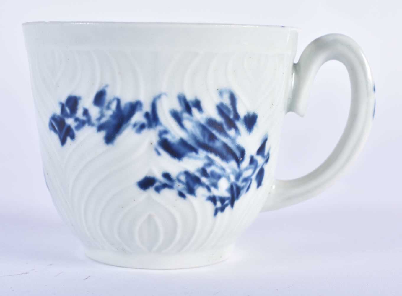 Worcester coffee cup with herringbone moulding painted with the Feather mould floral pattern - Image 2 of 7