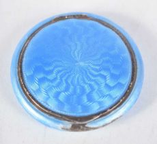 A Silver Gilt and Guilloche Enamel Compact. Stamped Sterling. 5 cm x 1cj, weight 46.7g