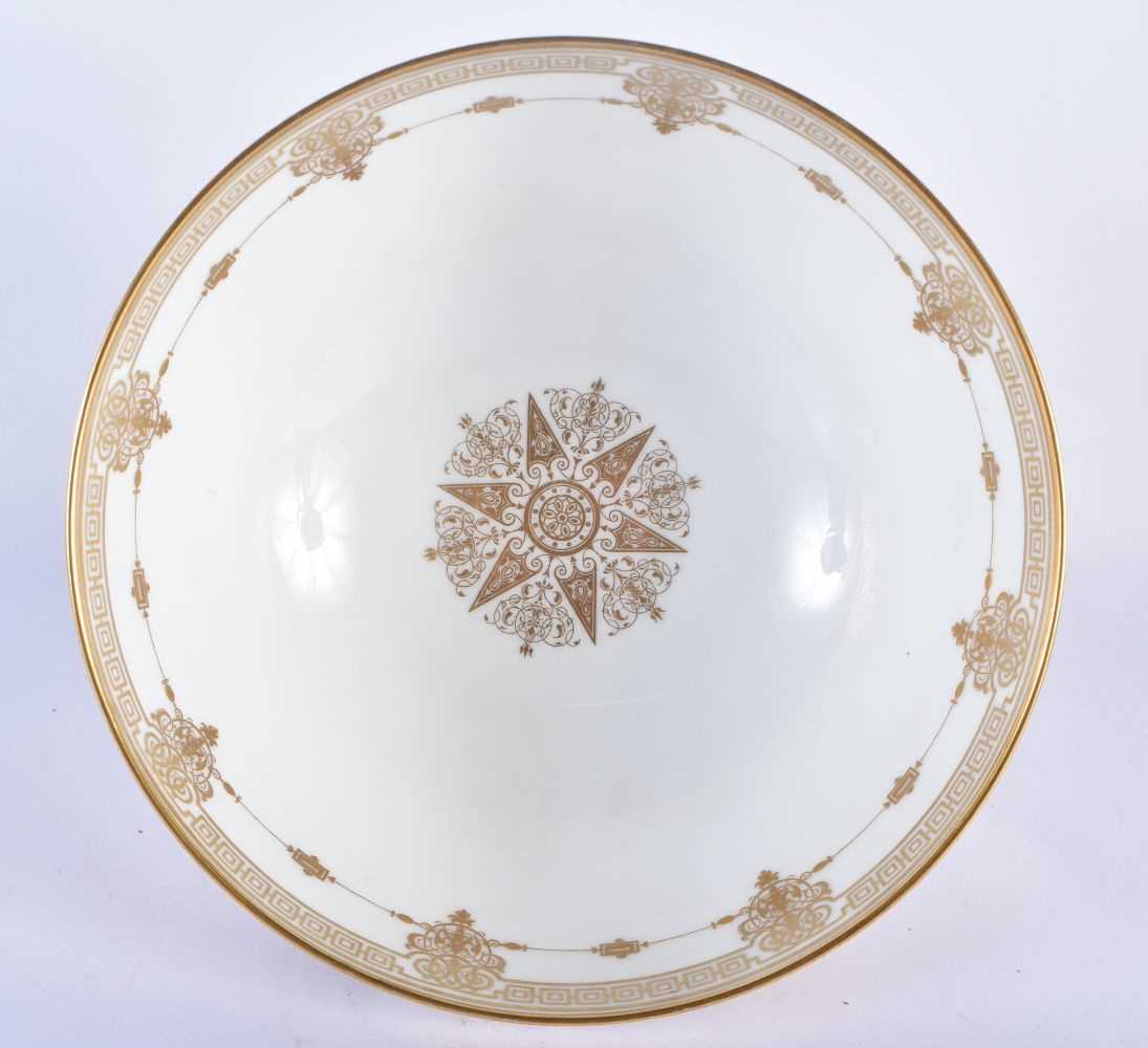 A LATE 19TH CENTURY FRENCH SEVRES PORCELAIN COMPORT painted with foliage and motifs, upon a fitted - Image 3 of 5