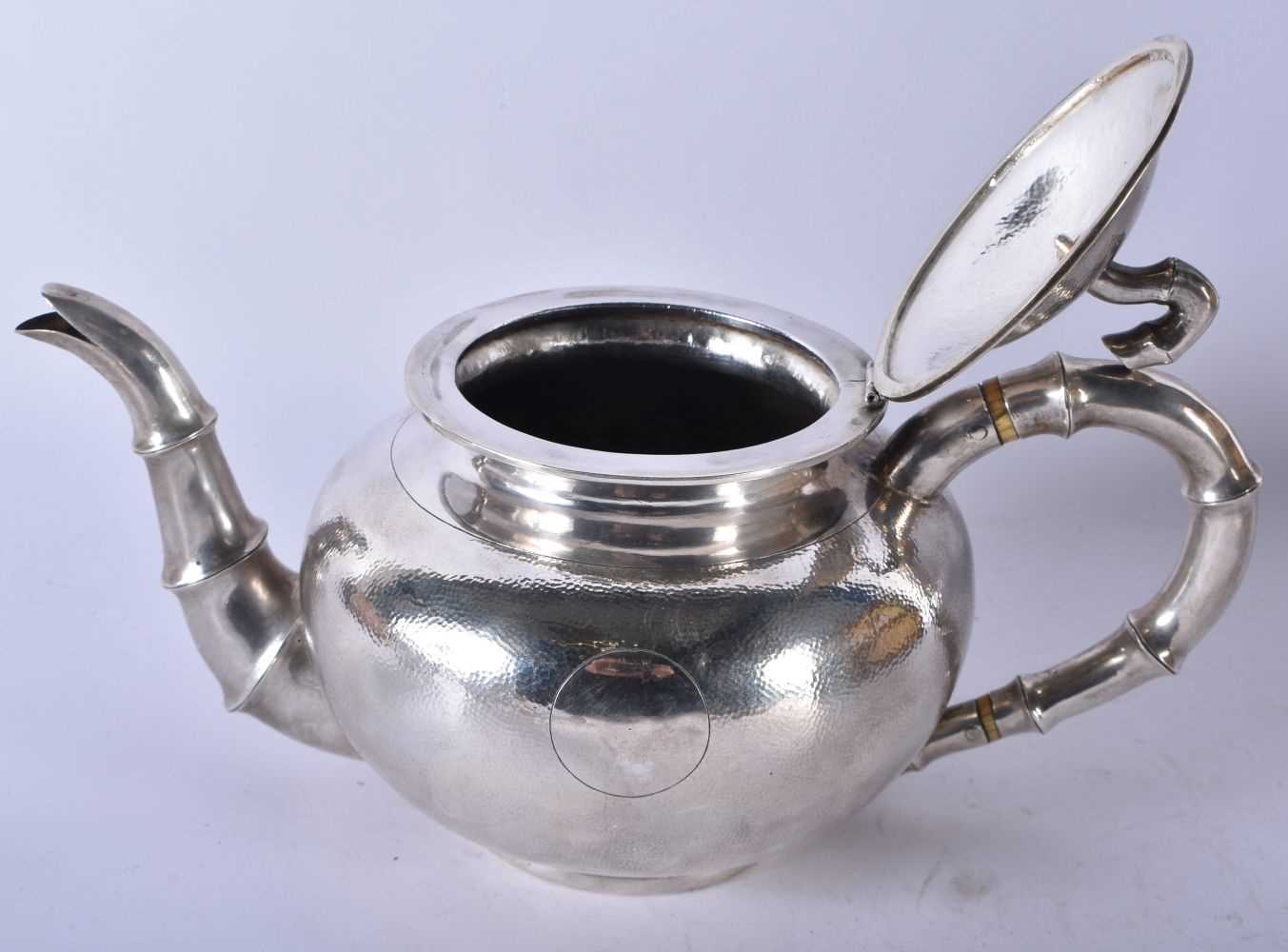 A LOVELY 19TH CENTURY CHINESE HAMMERED SILVER THREE PIECE SILVER TEASET by Hung Chong & Co, together - Image 3 of 30