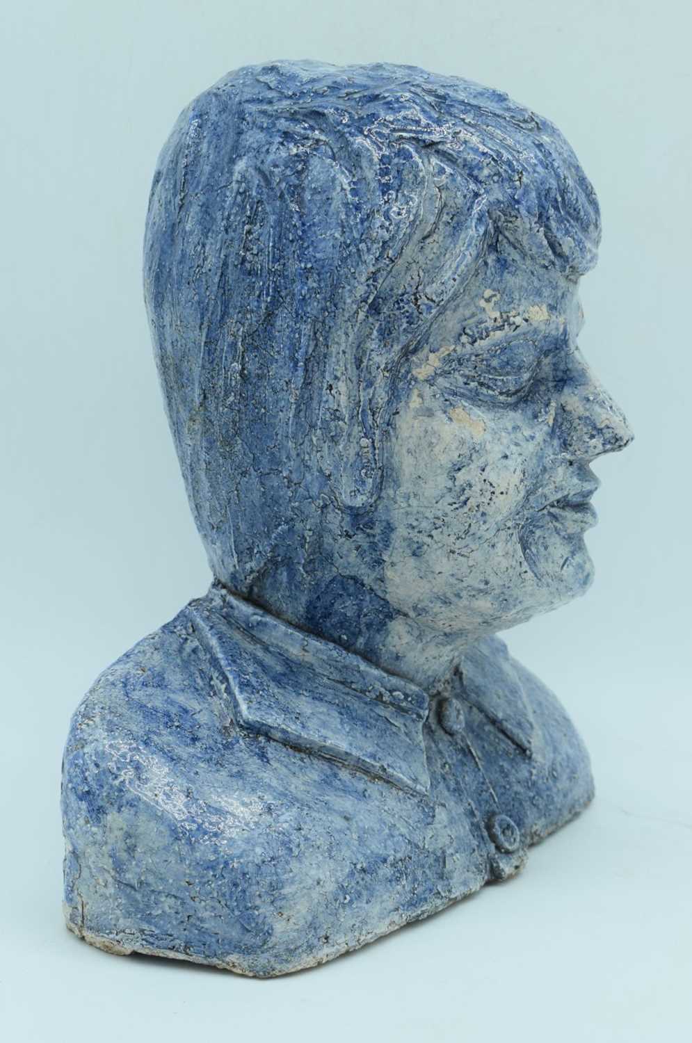 A large glazed pottery head apparently young Paul McCartney initialled VDHL and signed - Image 3 of 10