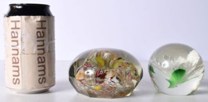 A Millefiori faceted paperweight together with another paperweight 10 cm (2)