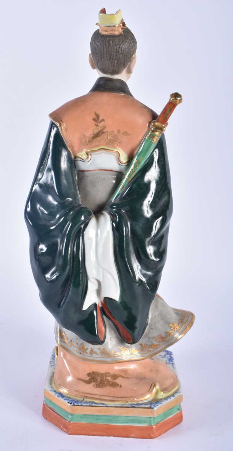 A CHINESE REPUBLICAN PERIOD BISQUE AND ENAMELLED PORCELAIN FIGURE OF A MALE. 30cm high. - Image 4 of 7