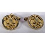 A Pair of Silver Gilt Imperial Style Cufflinks. Stamped 84. 2.5 cm diameter, weight 39.5g