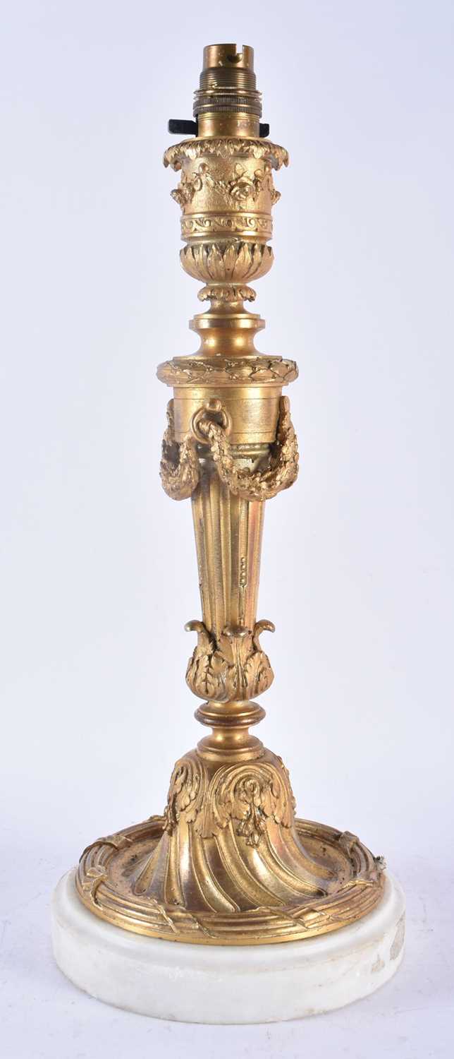 A FINE LARGE 19TH CENTURY FRENCH GILT BRONZE COUNTRY HOUSE LAMP formed as a large candlestick