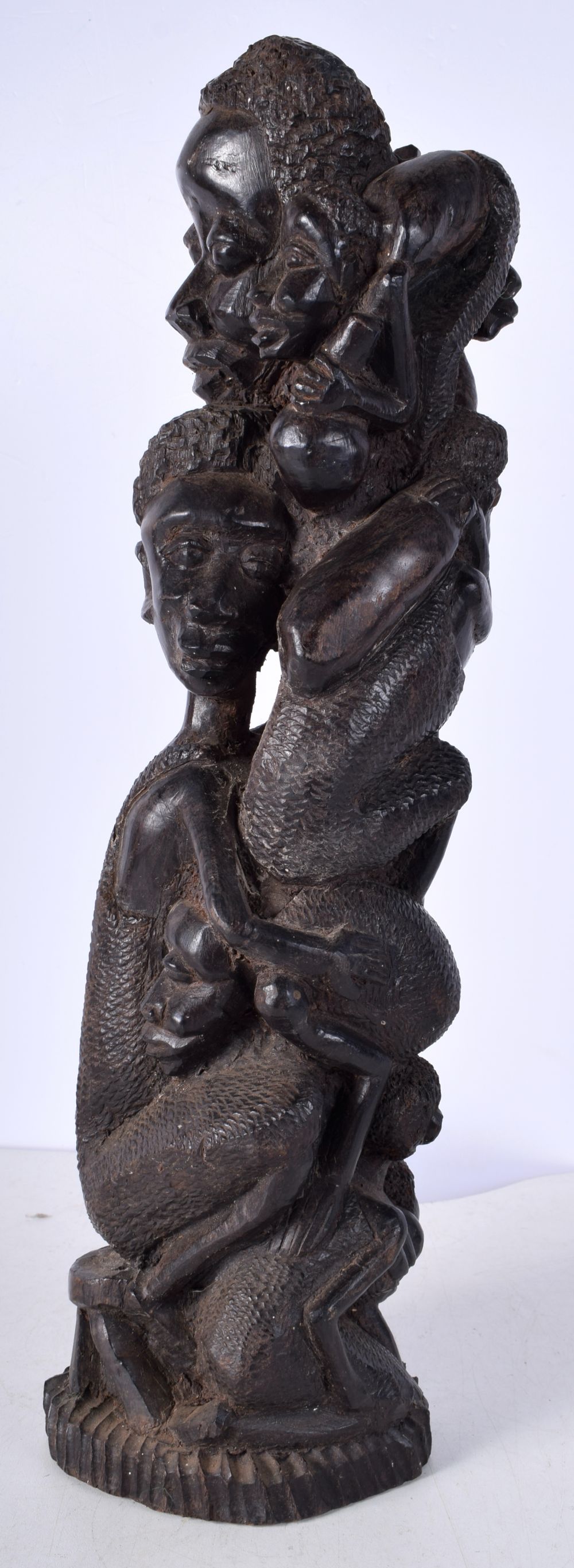 An African Makonde Carved Ebony "Tree of Life " sculpture together with a smaller Tribal carving - Image 10 of 16
