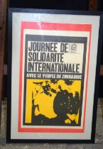 A framed Cuban Protest poster by in support of political protest in Zimbabwe 52 x 30cm