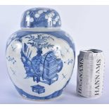 A 19TH CENTURY CHINESE BLUE AND WHITE PORCELAIN GINGER JAR AND COVER bearing Kangxi marks to base.