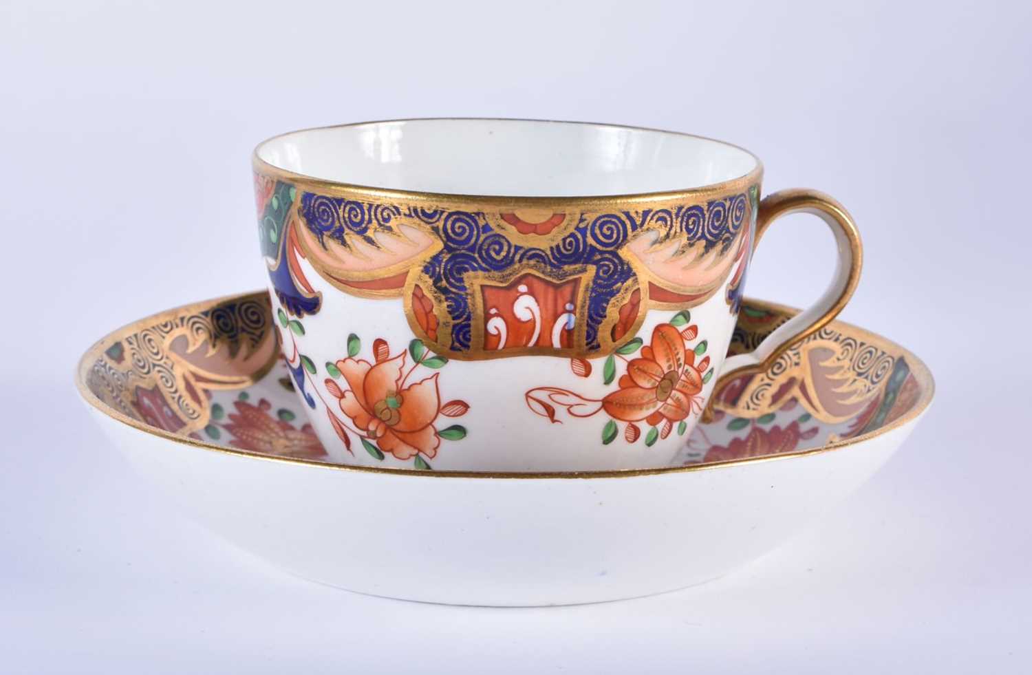 Spode imari teacup and saucer painted in imari style, and four Spode coffee cans and a printed - Image 2 of 11