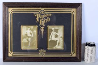 A framed Parlour girls erotic Postcard display 28 x 40 cm.