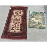 An Iranian Kalim rug together with a French Tapestry 161 x 88 cm (2)