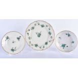 Chelsea Derby plate painted with festoons of green roses, gold anchor mark, and two puce mark