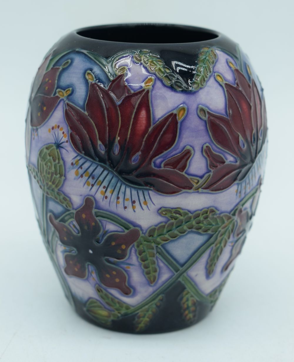 Moorcroft Pottery Vase in the Delonix Pattern, Designed by Shirley Hayes 2003. 9 x 7cm - Image 6 of 8