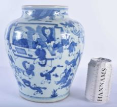 A CHINESE BLUE AND WHITE 100 BOYS PORCELAIN VASE probably 19th century, bearing King marks to
