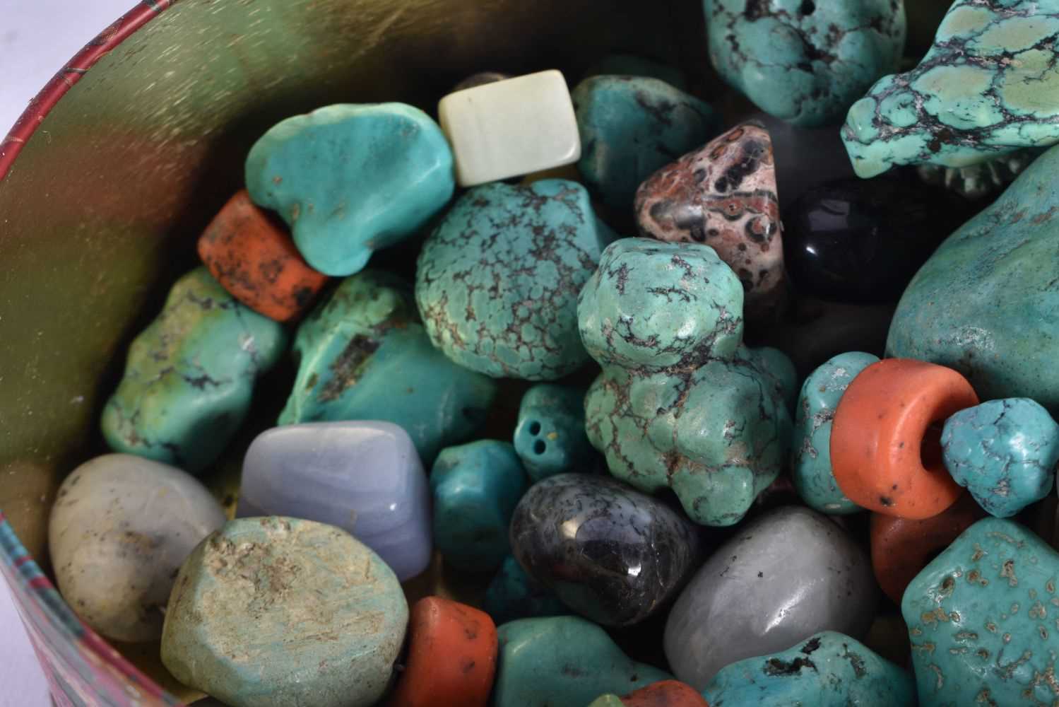 A Tin containing a quantity of Hardstones incl Turquoise, Lapis, Agate etc (qty) - Image 2 of 3