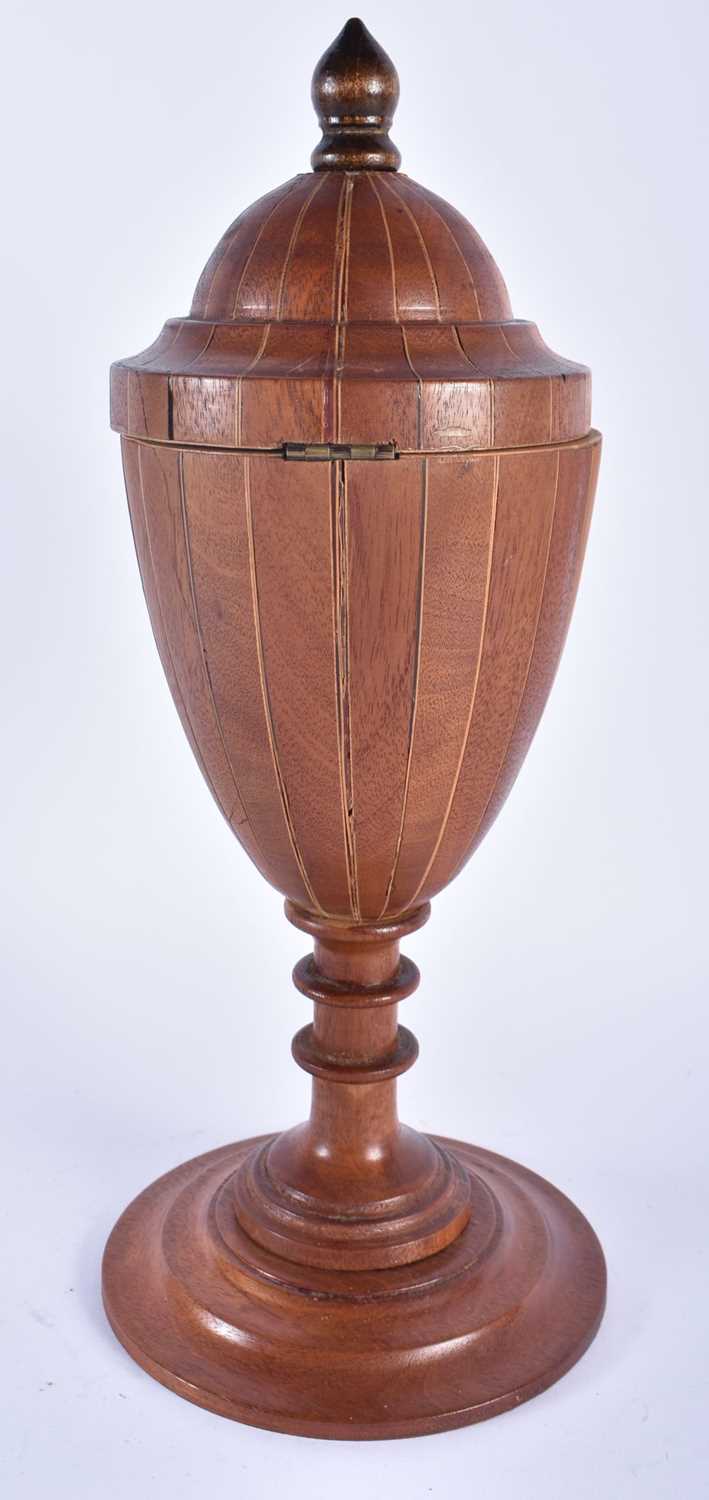 A LARGE GEORGE III STYLE CARVED WOOD TEA CADDY AND COVER. 35 cm high. - Image 3 of 4
