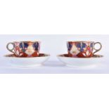 Flight Barr and Barr imari pattern pair of tea cups and saucers. 14 x 8 cm (4)