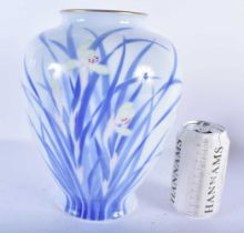 A LARGE JAPANESE TAISHO PERIOD PORCELAIN VASE painted with flowers. 25cm x 16 cm.