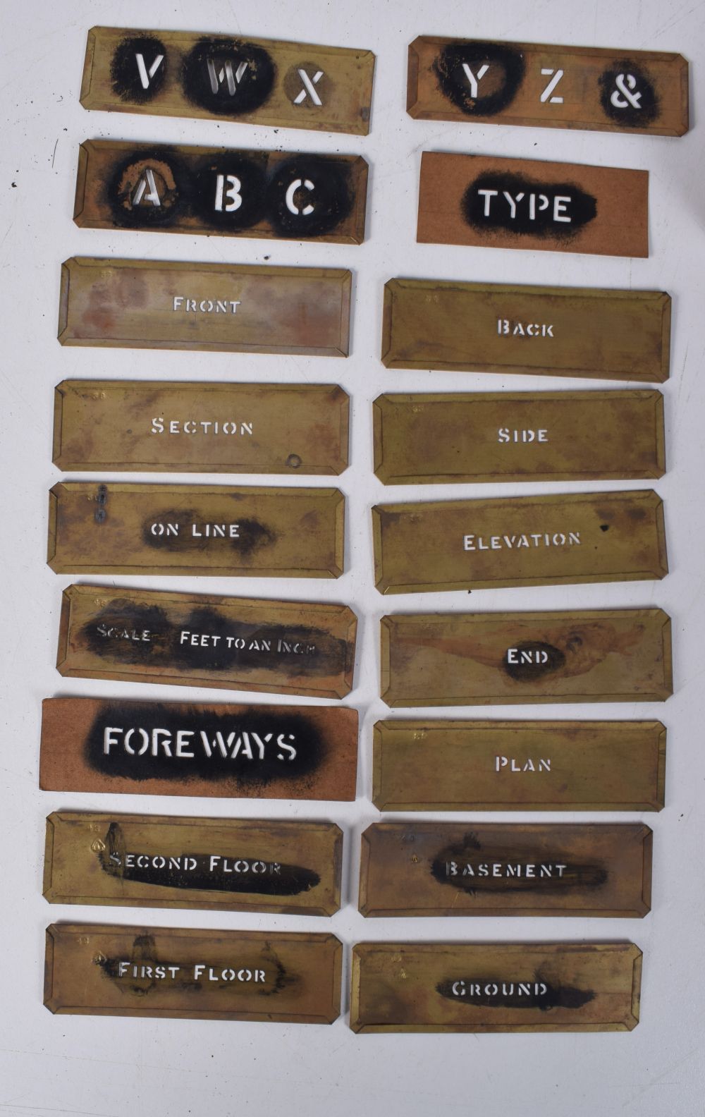 A Boxed Stencil set by WH Haling of London., contains a set of 46 architect’s stencils dated 1917. - Image 9 of 11