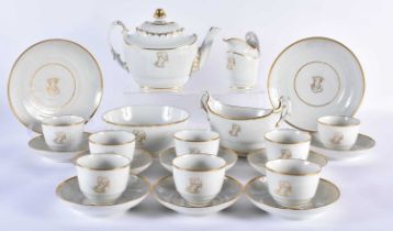 Flight Barr tea service for eight, cups, saucers, two bread and butter saucer-dishes, slop bowl,