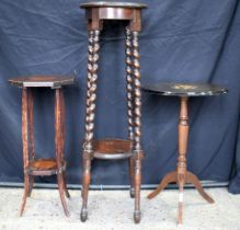 An antique Barley twist leg stand together with two other stands 102 x 32 cm (3).