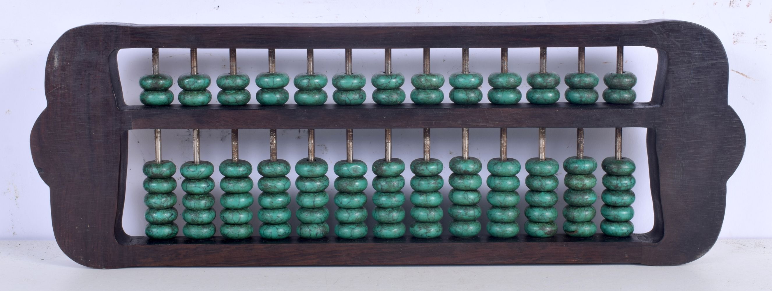 A Chinese hardwood and Turquoise bead abacus 15 x 42 cm. - Image 8 of 8