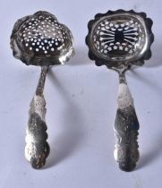 TWO ANTIQUE CONTINENTAL SILVER SPOONS. 46 grams. Largest 16 cm long. (2)