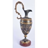A 19TH CENTURY FRENCH GRAND TOUR BRONZE CLASSICAL EWER overlaid with serpents. 24 cm high.