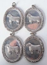 Four Silver North Country Cheviot Sheep Society Medals by Hamilton and Inches each with Edinburgh
