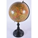 A Geographia 8 Inch Terrestrial Globe on Stand. Shows Steamer Routes and Distances. Height 40cm