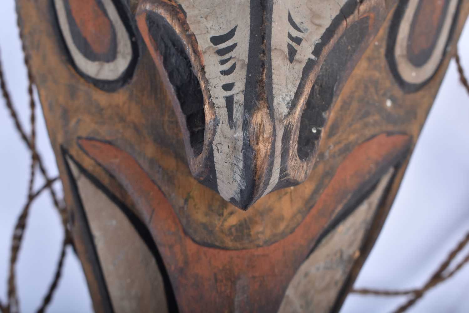 A PAPUA NEW GUINEA SEPIK RIVER TRIBAL WOOD MASK. 42 cm x 18cm. - Image 3 of 4