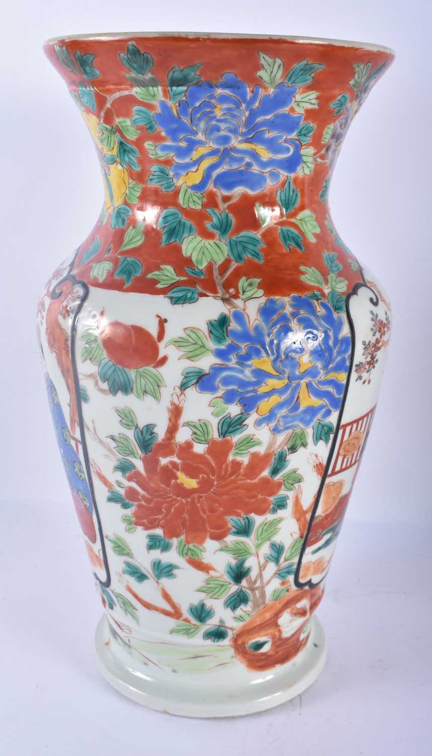 A LARGE 19TH CENTURY JAPANESE MEIJI PERIOD KUTANI PORCELAIN VASE together with a Japanese pottery - Image 2 of 8
