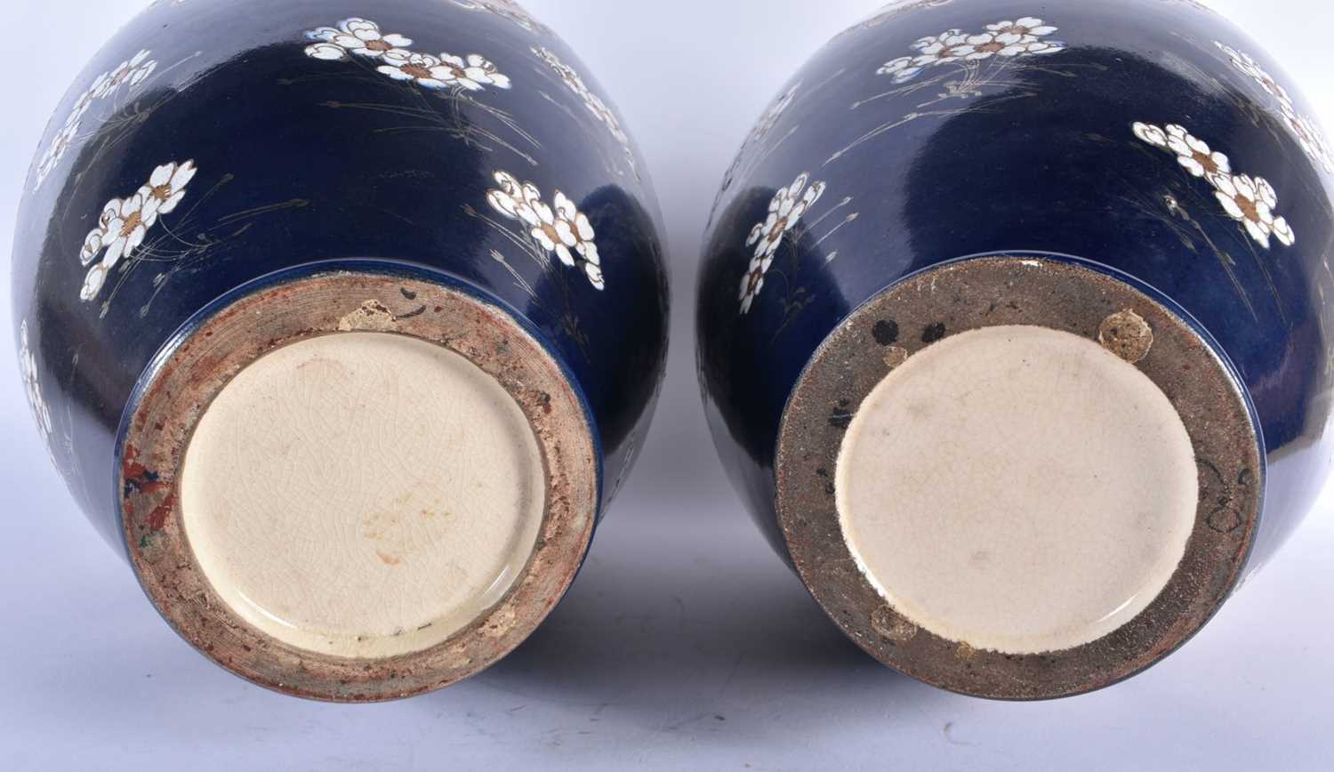 A LARGE PAIR OF LATE 19TH CENTURY JAPANESE MEIJI PERIOD SATSUMA VASES painted in relief with - Image 5 of 21