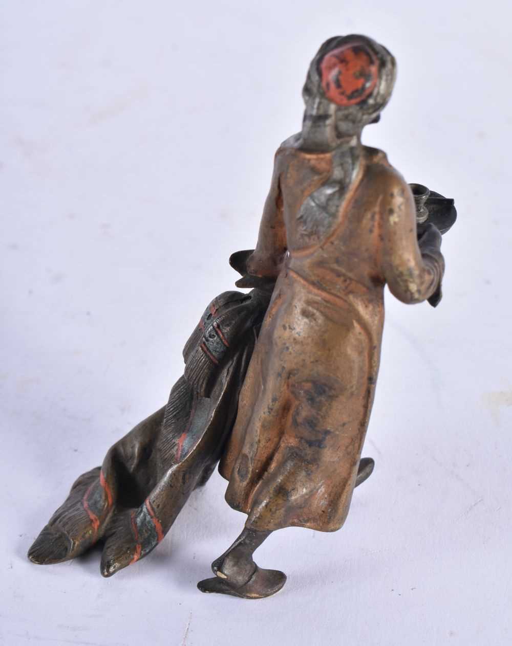 A Cold Painted Bronze in the manner of Bergman od an Arab Lighting his way to Bed. 9.2 cm x 6.2 cm x - Image 3 of 4