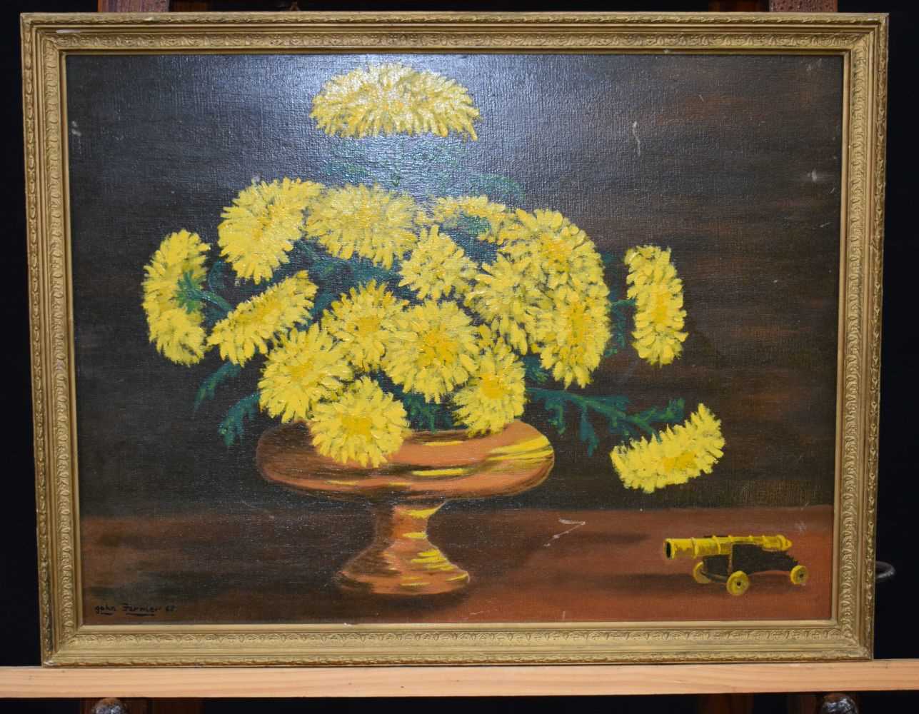 John Farmer (Australian 1897-1989) Framed oil on board Still life of Flowers 36 x 49 cm. - Image 2 of 8