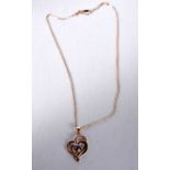 A Silver Gilt Heart Necklace. Stamped 925, Chain 44cm, weight 48g
